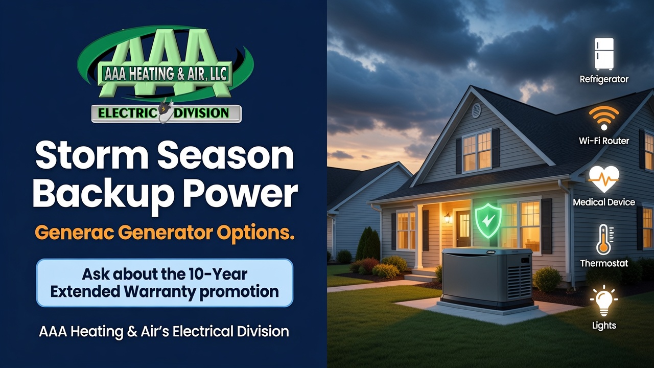 AAA Heating & Air’s Electrical Division featured image about Generac generator options for Midlands storm season backup power