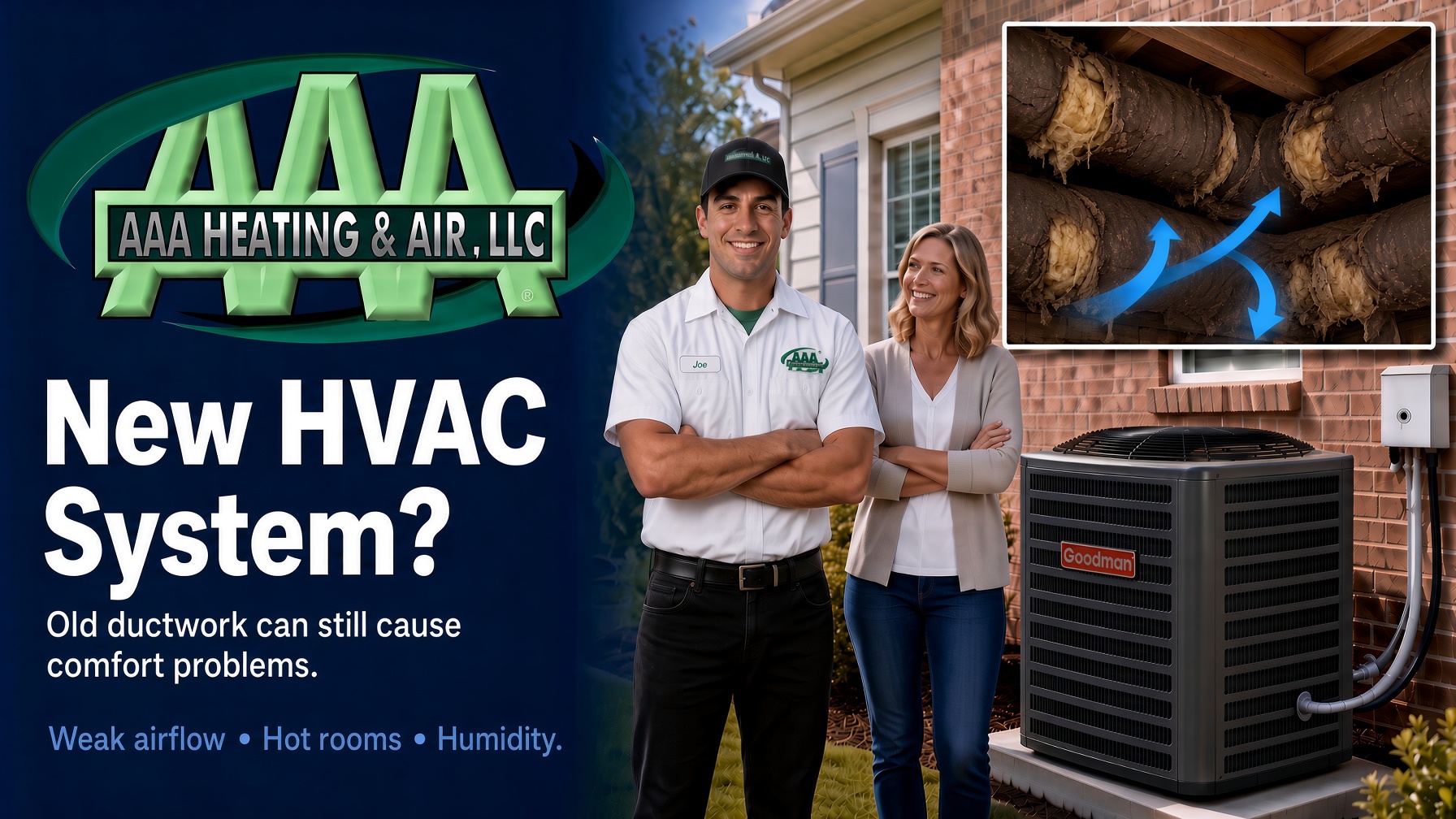 AAA Heating & Air featured image explaining that old ductwork can cause comfort problems even after a new HVAC system is installed